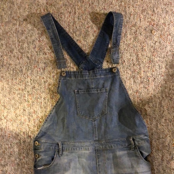 Pants & Jumpsuits Denim Baby Blue Overalls With Ripped Jeans Poshmark